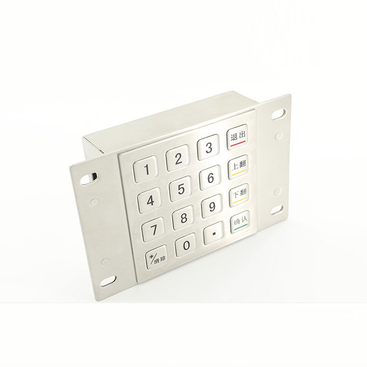 PPE chiffré imperméable Pin Pad en métal de l'acier inoxydable IP65 16 clés pour le kiosque de paiement