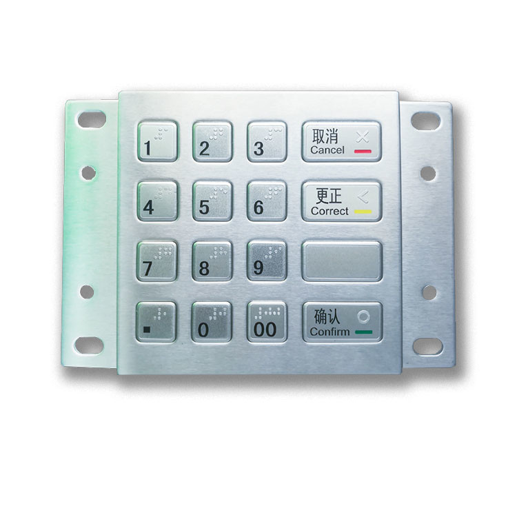 DES 3DES de kiosque de paiement d'atmosphère a chiffré PPE Pin Pad With en métal 16 clés USB de Braille