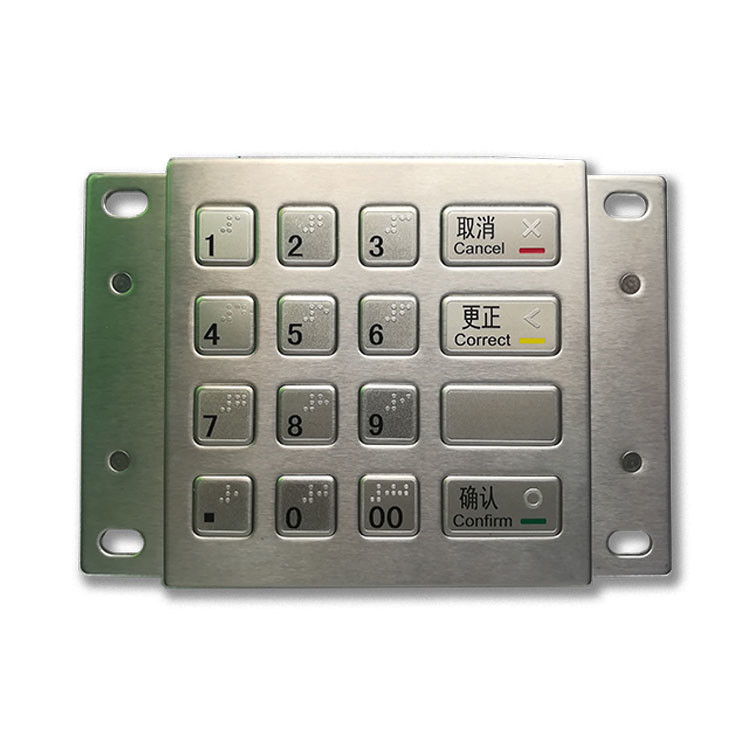 Métal chiffré d'acier inoxydable de DES 3DES de Pin Pad de kiosque de paiement d'atmosphère avec 16 clés