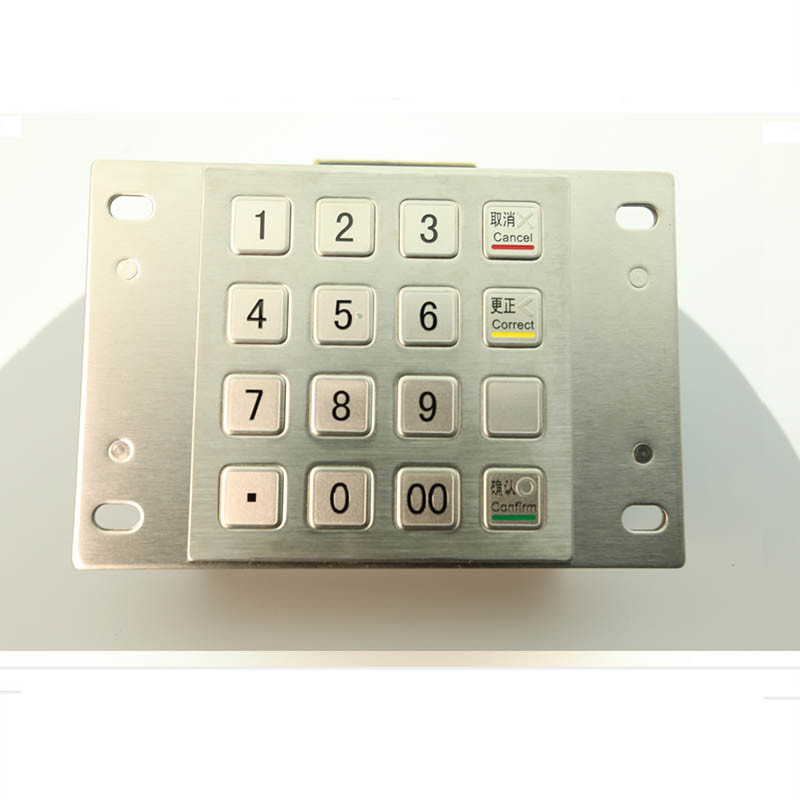 Le kiosque de paiement DES 3DES imperméabilisent la goupille de PPE de clavier numérique d'acier inoxydable en métal avec 16 clés