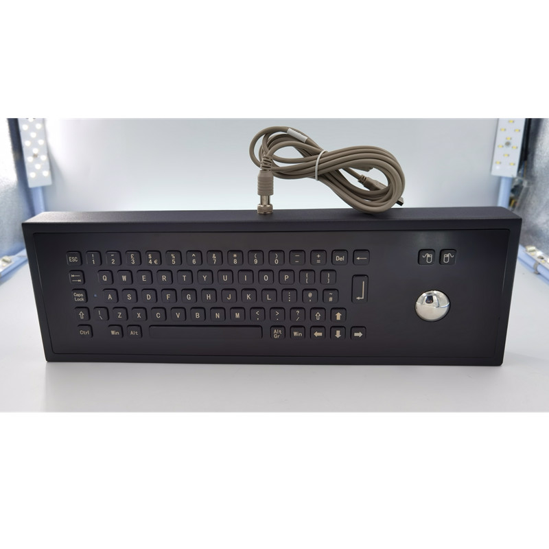 Clavier industriel de bureau en métal IP65 de couleur noire avec des clés de la boule de commande 65