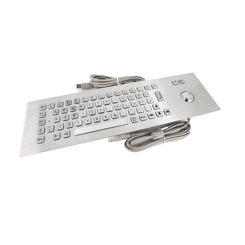Kiosque en libre-service 65 touches Montage de panneau industriel IP65 clavier métallique en acier inoxydable avec trackball