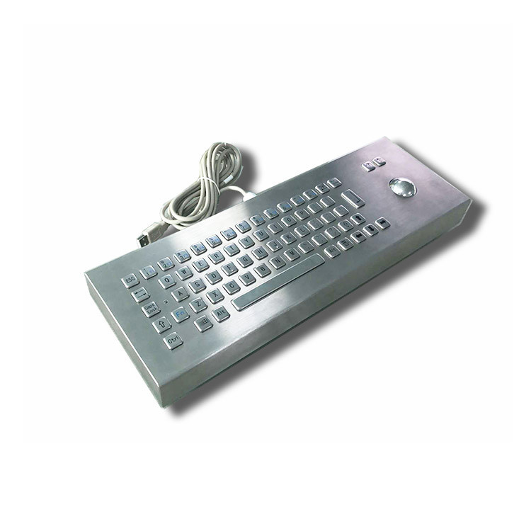 65 touches Bureau IK07 IP65 clavier industriel en acier inoxydable avec trackball pour kiosque en libre-service