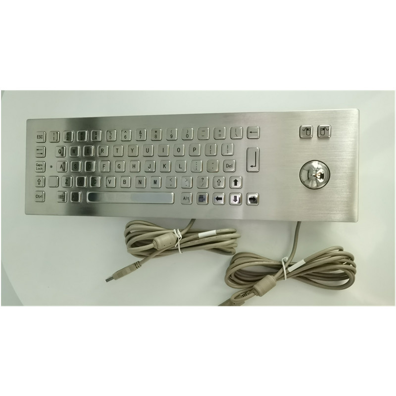 Clavier métallique industriel IP65 en acier inoxydable avec dispositif d'entrée Trackball pour kiosque en libre-service