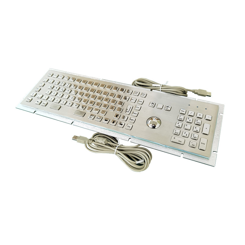 Appareil d'entrée de kiosque en acier inoxydable clavier métallique avec trackball et clavier numérique